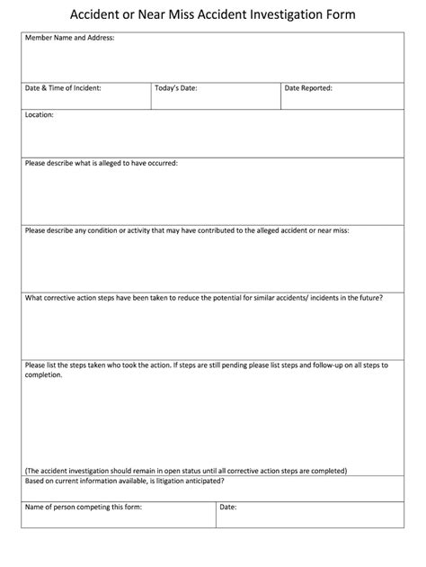 near miss incident report template word